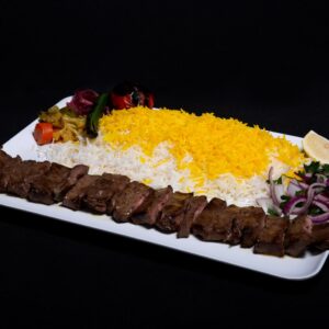 Chenjeh Kebab with Saffron Rice