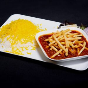 خورشت قیمه سیب زمینی با برنج زعفرانی Potato & Beef Stew with Saffron Rice