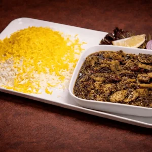 Celery & Mushroom Stew with Saffron Rice - خورشت کرفس و قارچ (بدون گوشت ) با برنج زعفرانی