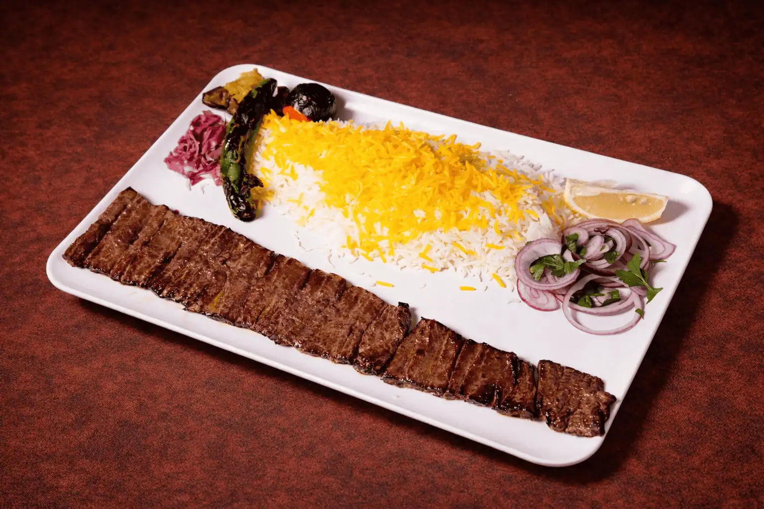 کباب برگ Grilled Lamb back-strap kebab