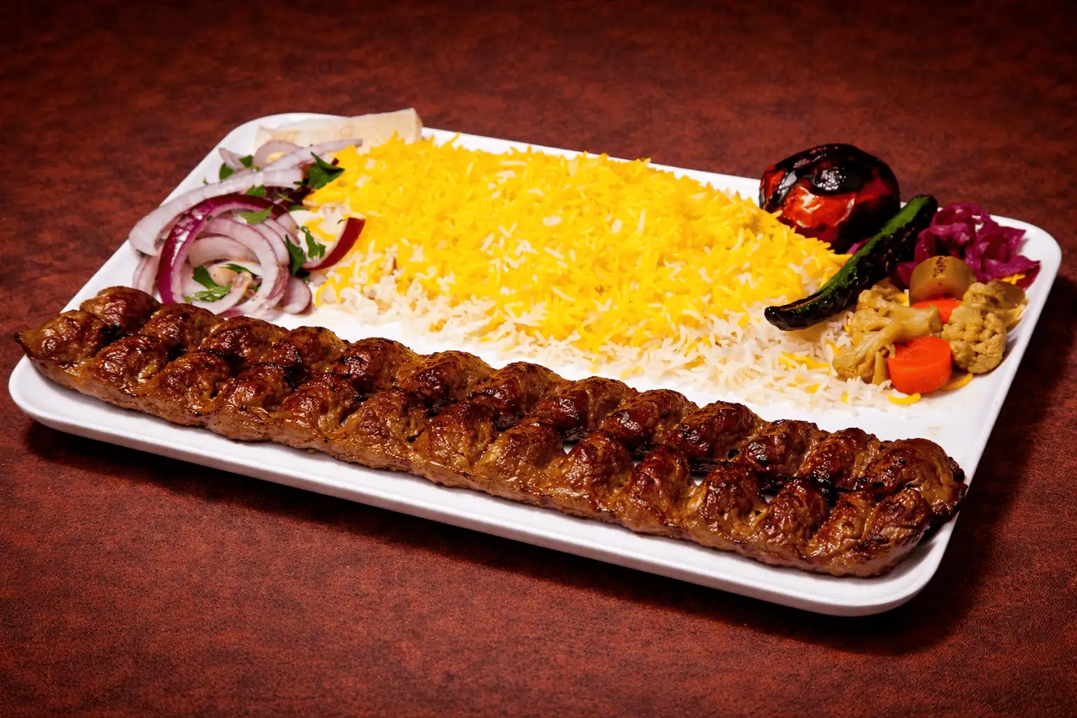 کباب کوبیده با برنج Grilled Minced Meat with Rice